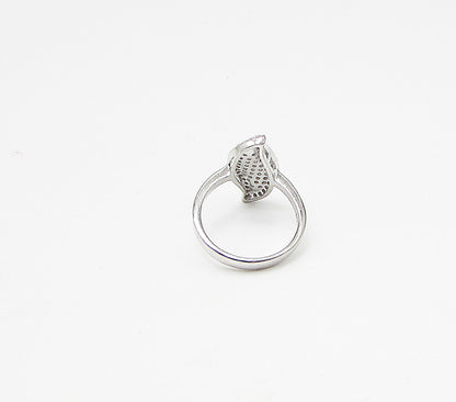 925 Sterling Silver  White Cubic Zirconia Leaf Cluster Ring Sz 8  RG3252