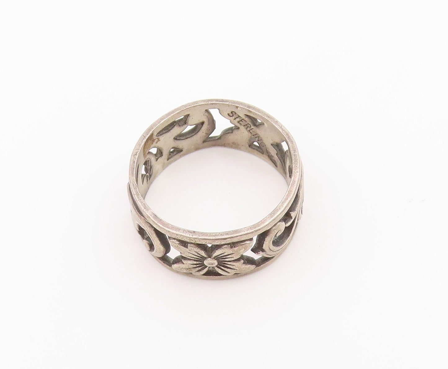 925 Sterling Silver Vintage Ring CLARK COOMBS Scrollwork Band  Sz 7  RG36466