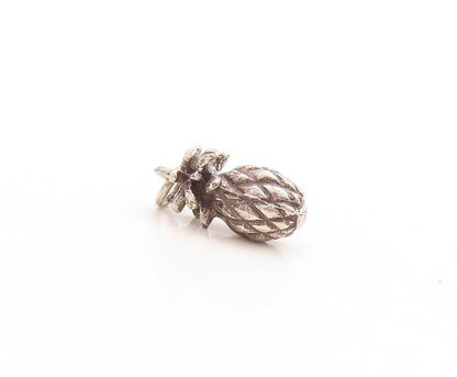 925 Sterling Silver Vintage Pendant Dark Tone 3D Carved Pineapple Charm  PT23741
