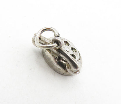 925 Sterling Silver  Vintage Old Fashioned Telephone Motif Pendant  PT6384