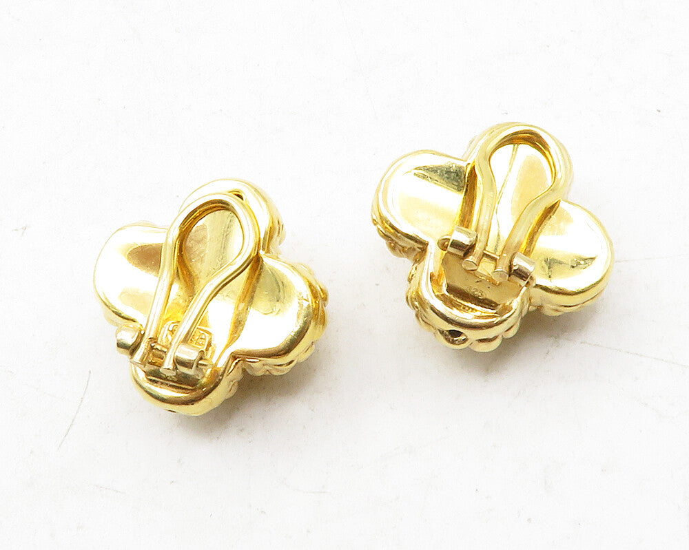 925 Sterling Silver  Shiny Gold Plated Bubble X Non Pierce Earrings  EG6342