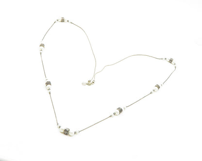 OR PAZ ISRAEL 925 Sterling Silver  Vintage Pearls Thin Chain Necklace  NE2273