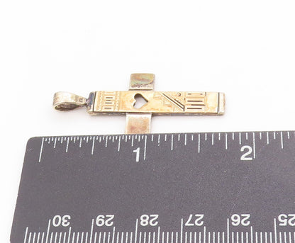 14K Gold & 925 Sterling Silver Vintage Pendant CAROLYN POLLACK Cross   PT24998