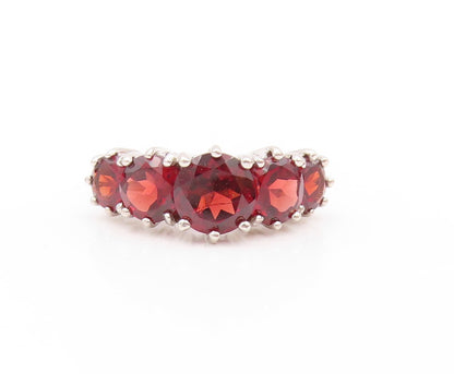 925 Sterling Silver Vintage Ring Round Cut Red Topaz Band  Sz 6  RG32982