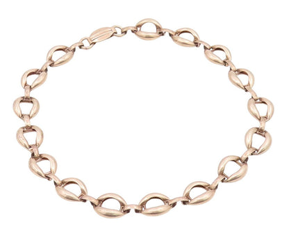 925 Sterling Silver Vintage Necklace Elegant Puffed Mariner Link Choker  NE4833