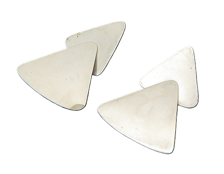 925 Sterling Silver  Vintage Shiny Smooth Triangle Drop Earrings  EG10228