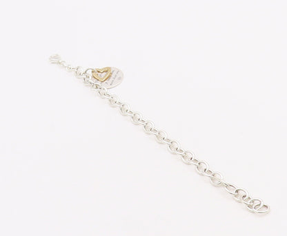 925 Sterling Silver Vintage Bracelet Ring Chain Cutout Heart & Message  BT10643