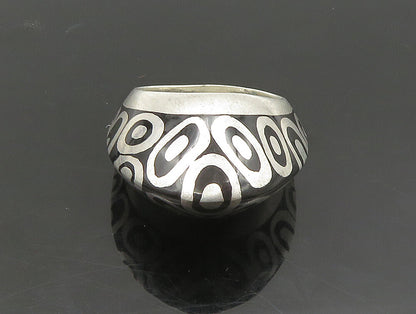 FLLI MENEGATTI 925 Silver  Vintage Black Enamel Dome Band Ring Sz 6  RG24019