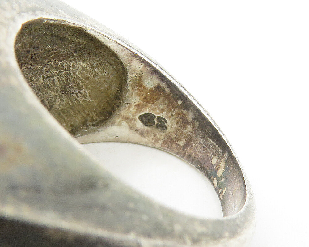 925 Sterling Silver  Vintage Dark Tone Sculpted Dome Band Ring Sz 7  RG17064