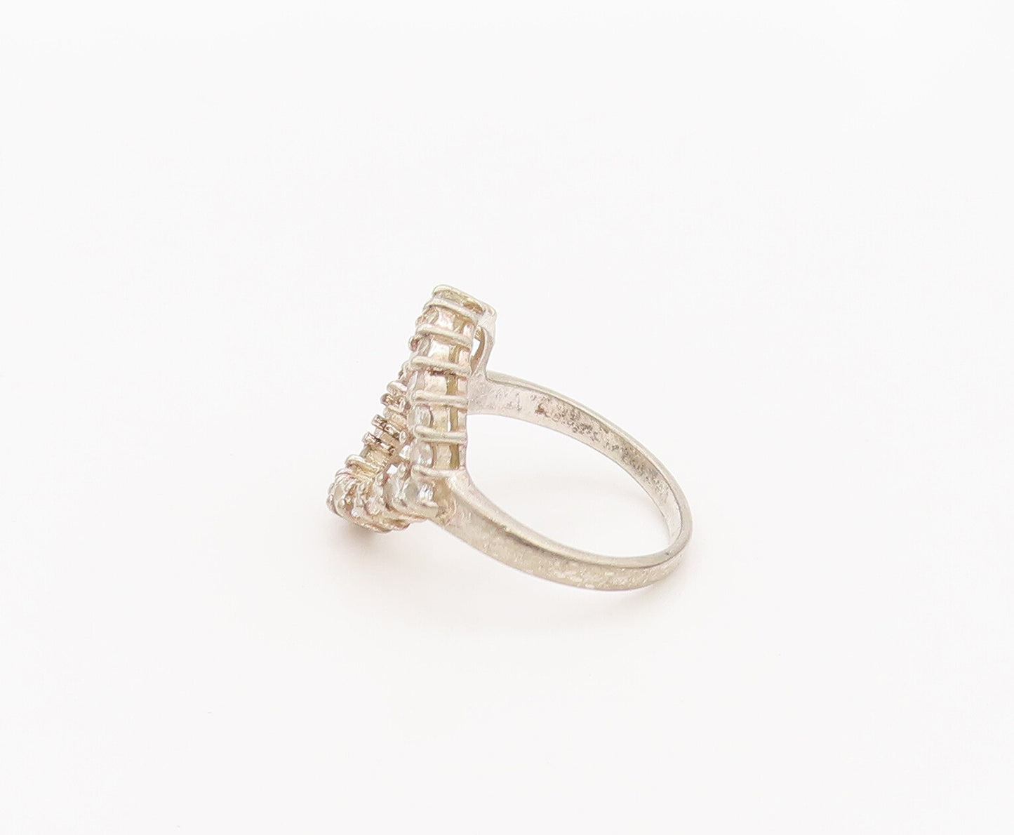 925 Sterling Silver Vintage Ring Minimalist Cutout Love CZ Heart Sz 6.5  RG27634