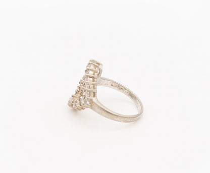 925 Sterling Silver Vintage Ring Minimalist Cutout Love CZ Heart Sz 6.5  RG27634