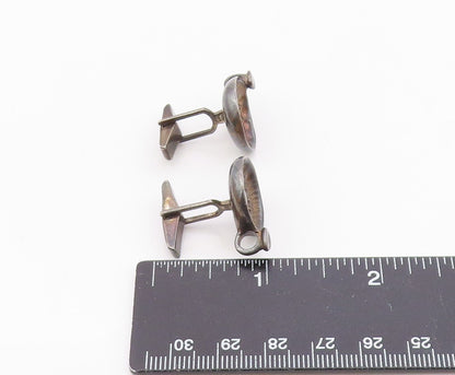 DESIGNER 925 Sterling Silver  Vintage Oxidized Round Cufflinks  TR2973