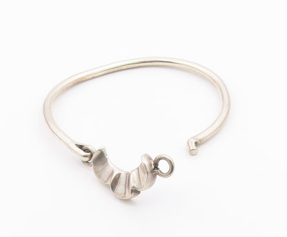 MEXICO 925 Sterling Silver  Vintage Shiny Hook Bangle Bracelet  BT9001