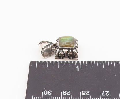 925 Sterling Silver Vintage Pendant Classic Labradorite Geometric Charm  PT26404