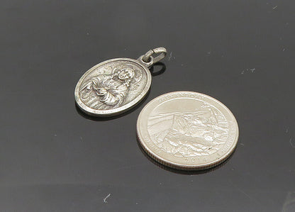 925 Sterling Silver  Vintage Medal Of Our Lady Virgo Carmeli Pendant  PT16712