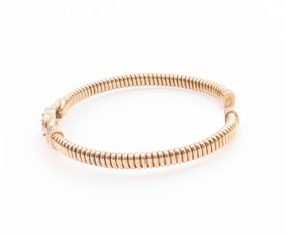 925 Sterling Silver Vintage Bracelet Gold Plated CZ Crossover Swirl Cuff BT11899