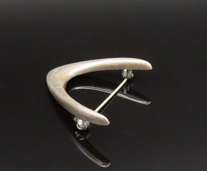ARNE JOHANSEN DENMARK 925 Silver  Vintage Pointed Curved Brooch Pin  BP9789