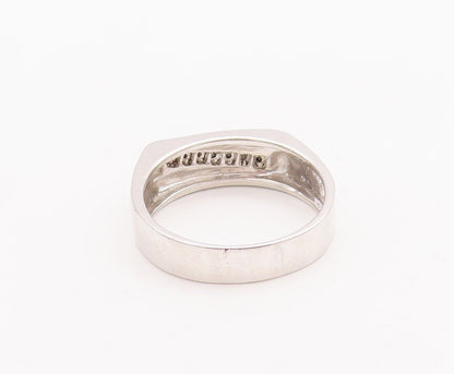 925 Sterling Silver Vintage Ring Designer Inlay Black Diamonds  Sz 12.5  RG28637