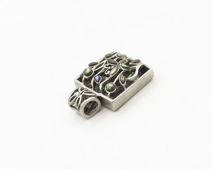 925 Sterling Silver  Vintage Petite Abalone Open Floral Motif Pendant  PT13790