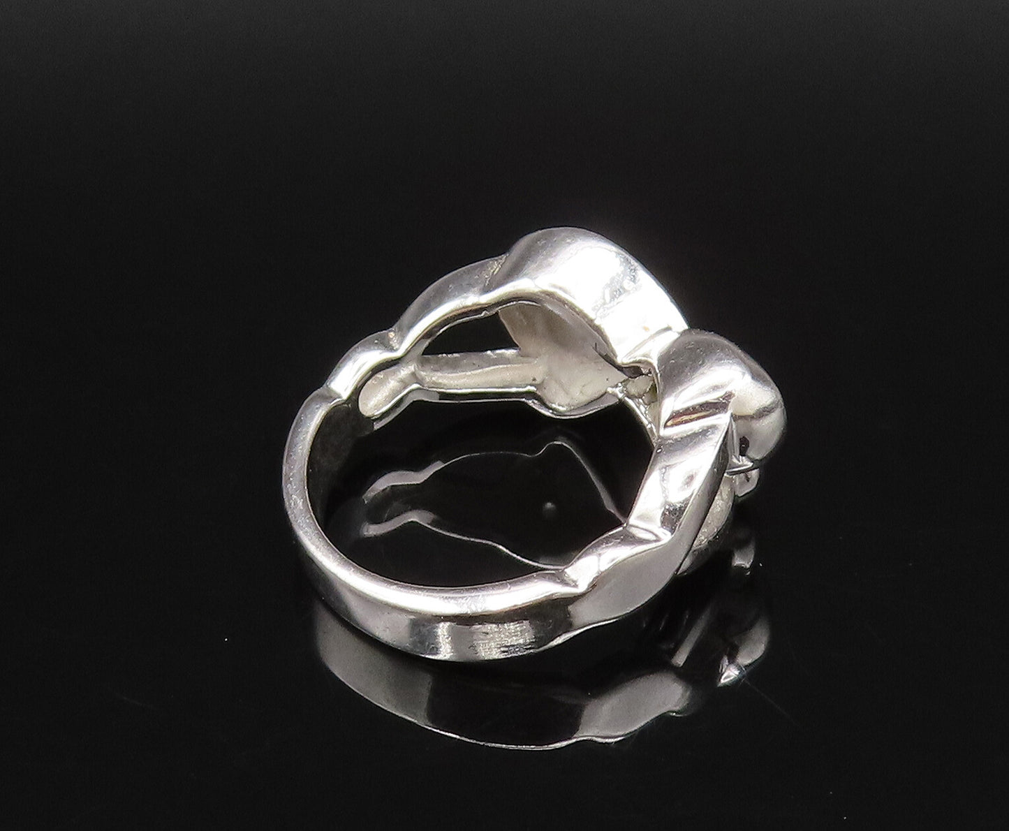 925 Silver  Vintage Fancy Topaz Heart Shaped Infinity Knot Ring Sz 7  RG26035