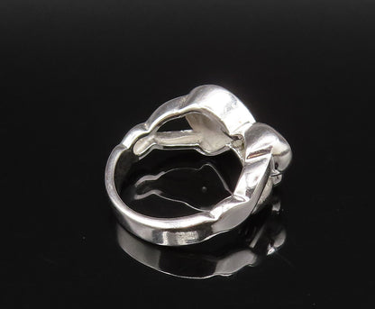 925 Silver  Vintage Fancy Topaz Heart Shaped Infinity Knot Ring Sz 7  RG26035