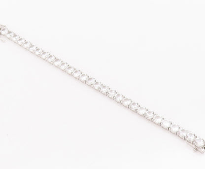 925 Sterling Silver Vintage Bracelet Round Cut Link CZ Tennis Bracelet  BT10313