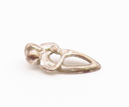 925 Sterling Silver  Vintage Modernist Family Love Motif Pendant  PT19658