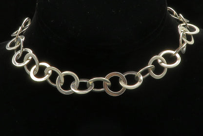 DAVID SIGAL 925 Sterling Silver Vintage Shiny Open Circle Chain Necklace  NE2196