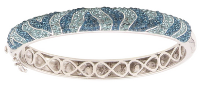 SWAROVSKI 925 Sterling Silver  Vintage Crystal Pattern Bangle Bracelet  BT8415