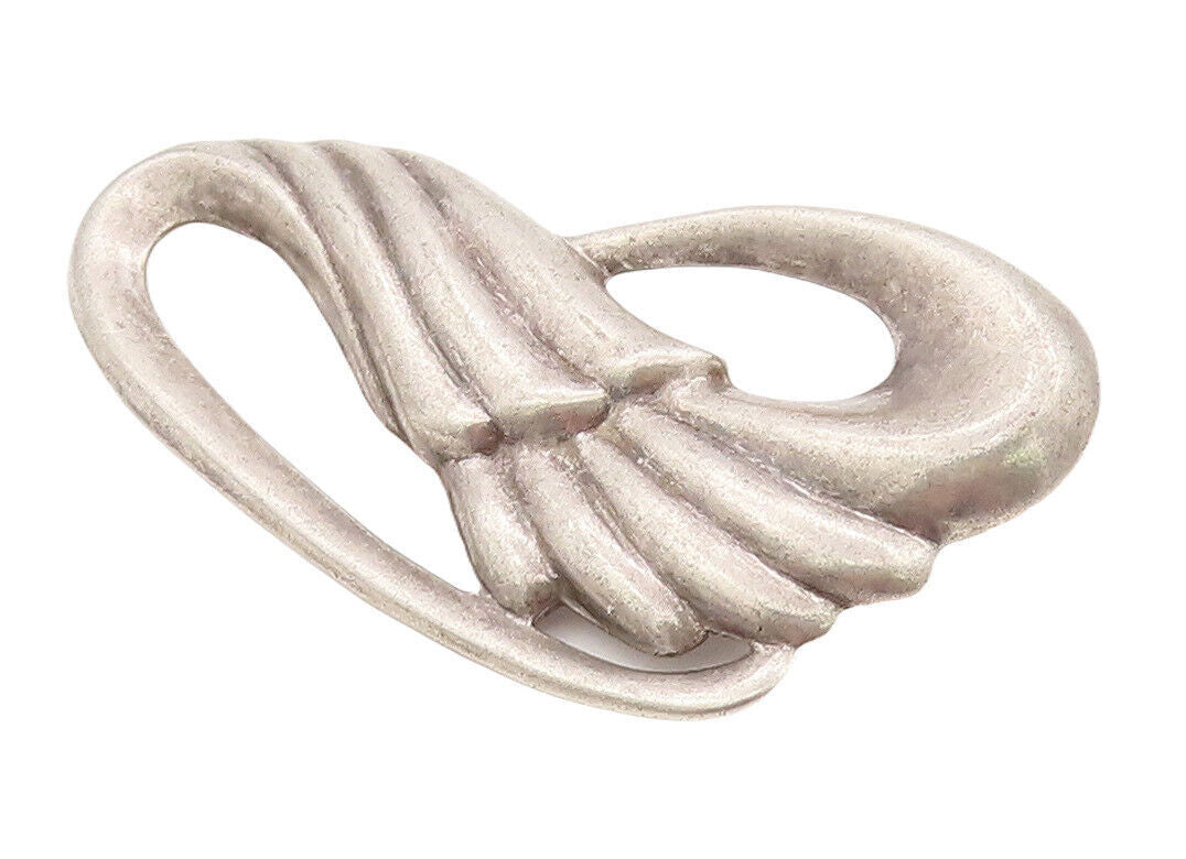 925 Sterling Silver Vintage Brooch Pin Minimalist Solid Carved Swirls  BP10880