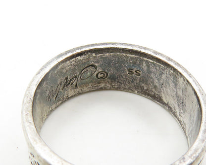 DESIGNER 925 Silver  Vintage Chiseled Figures Band Ring Ring Sz 6  RG18927