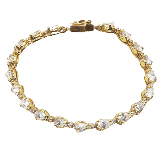 925 Sterling Silver  Shiny Cubic Zirconia Gold Plated Tennis Bracelet  BT7373