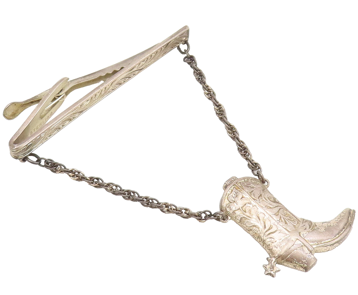 925 Sterling Silver Vintage Tie Clip HICKOK Beak Shape Clip Dangling Shoe TR3681
