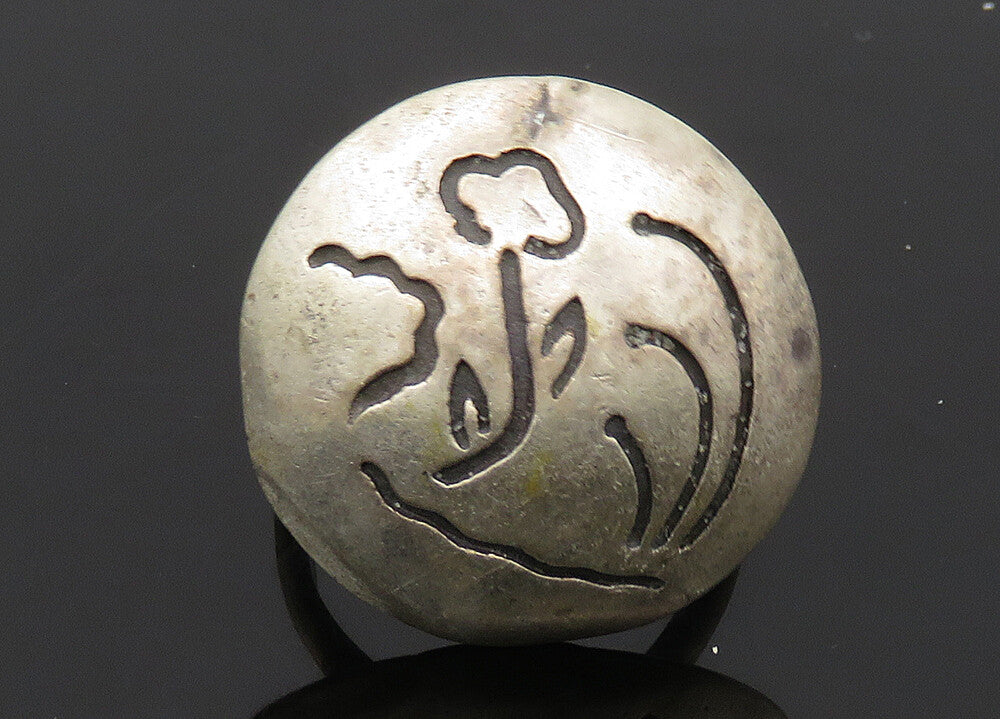 925 Sterling Silver  Vintage Blooming Flower Scene Band Ring Sz 7.5  RG21103