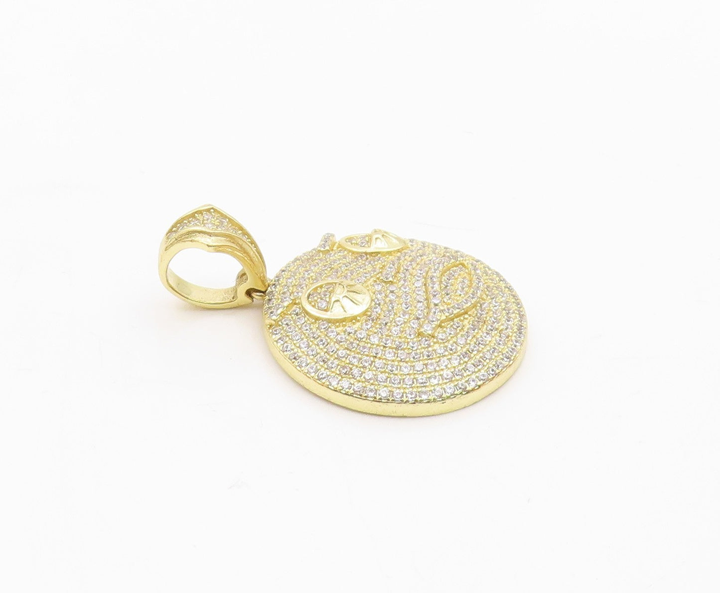 925 Sterling Silver  Vintage Cubic Zirconia Encrusted Face Pendant  PT19120