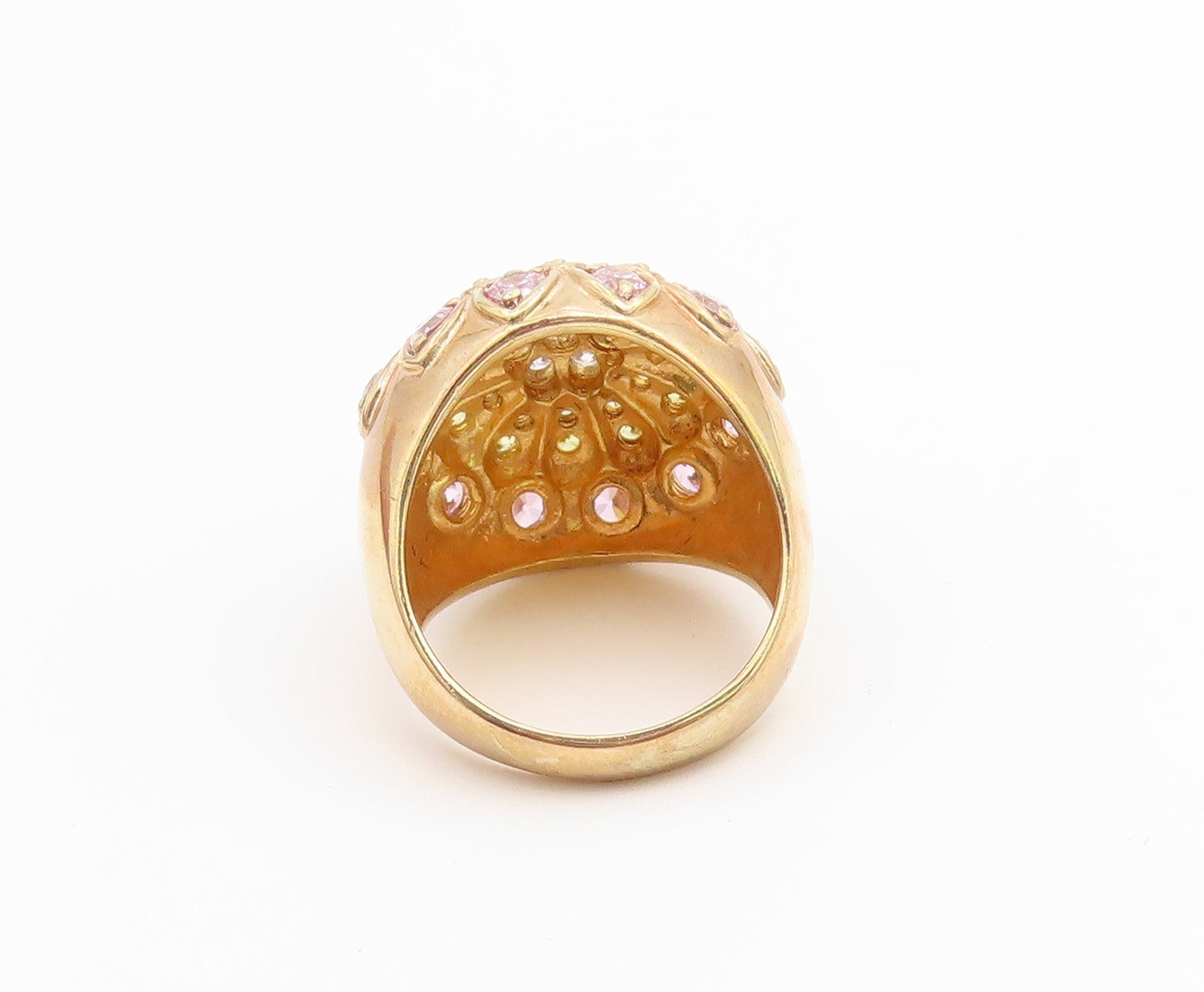 925 Sterling Silver Vintage Ring Gold Plated Topaz Floral Design  Sz 7  RG36659