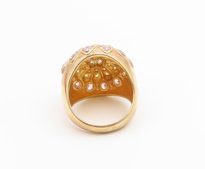 925 Sterling Silver Vintage Ring Gold Plated Topaz Floral Design  Sz 7  RG36659