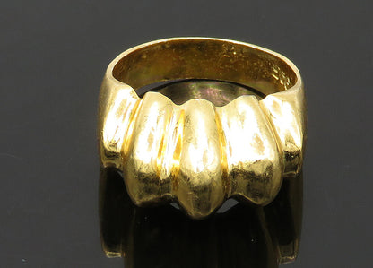 MEXICO 925 Silver  Vintage Shiny Gold Plated Fluted Band Ring Sz 10  RG22473
