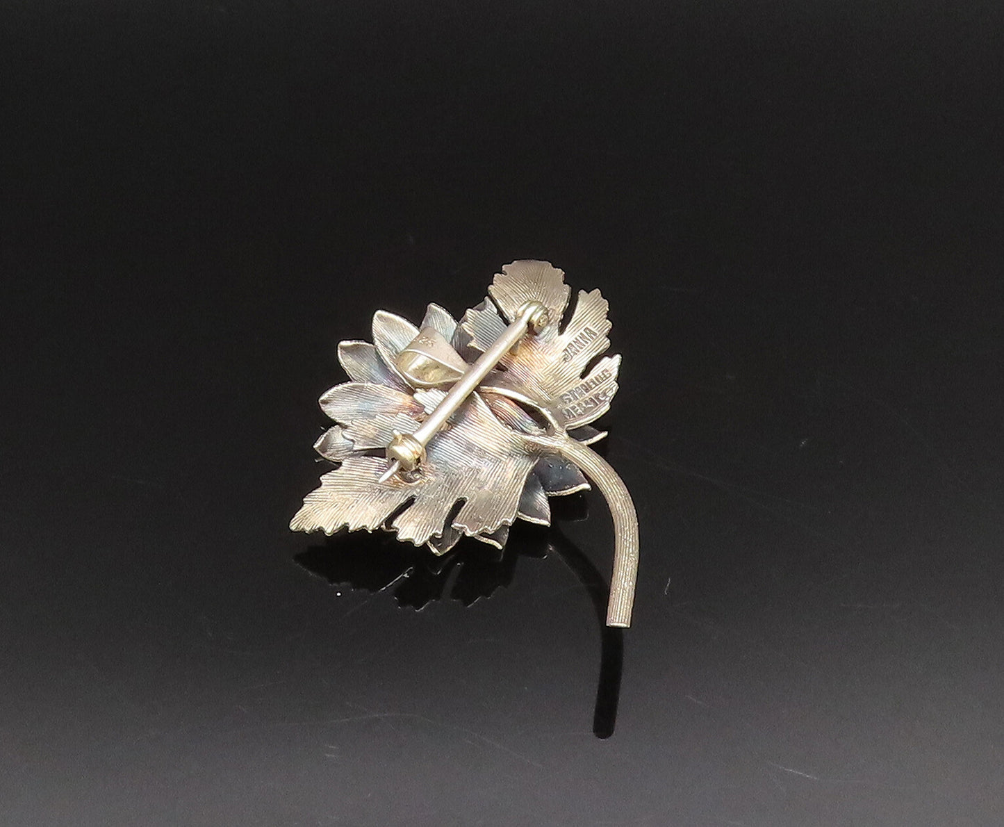 JANNA MEXICO 925 Silver  Vintage 3D Textured Sunflower Brooch Pin  BP9863