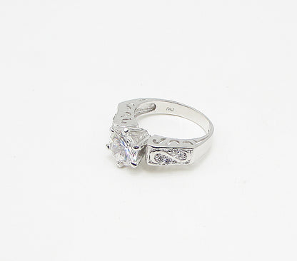 925 Sterling Silver  White Cubic Zirconia Filigree Band Ring Sz 7  RG3414