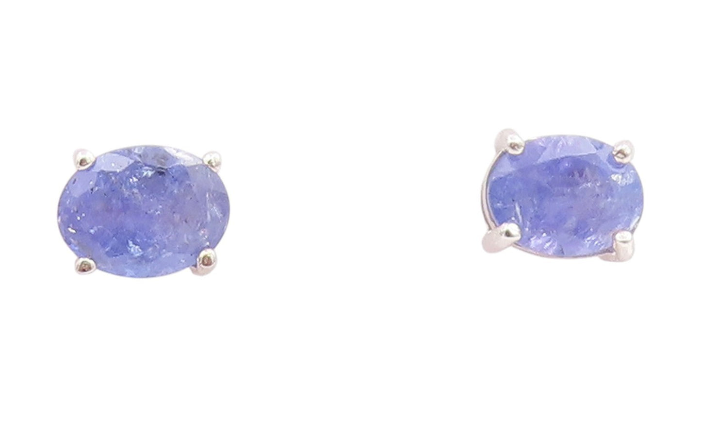 925 Sterling Silver Vintage Earrings Oval Cut Real Tanzanite Studs  EG14096