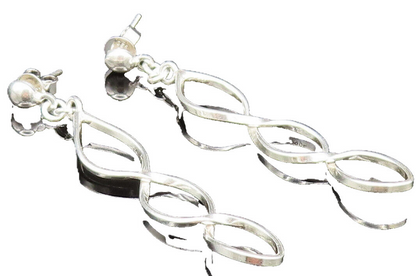 925 Sterling Silver  Vintage Polished Open Twist Dangle Earrings  EG11719