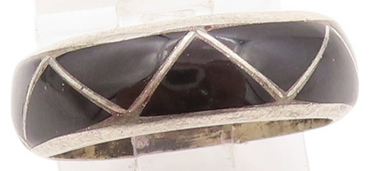 925 Sterling Silver Vintage Ring NAVAJO ZUNI Triangle Onyx Band  Sz 6  RG32568