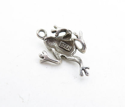 925 Sterling Silver  Vintage Petite Shiny Frog Motif Drop Pendant  PT3940