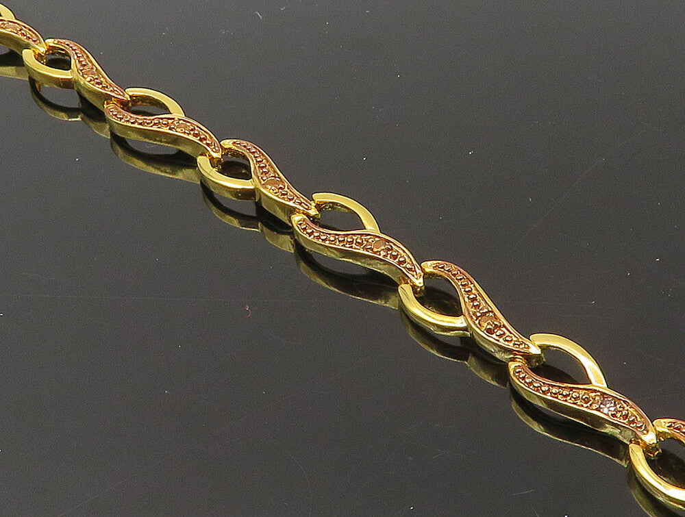 Gold Over 925 Sterling Silver Genuine Diamond Two Tone Tennis Bracelet BT1089