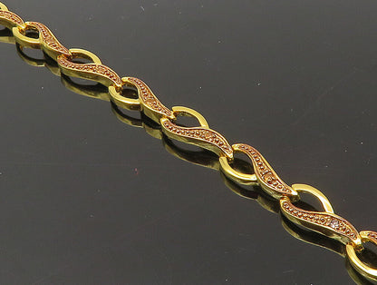 Gold Over 925 Sterling Silver Genuine Diamond Two Tone Tennis Bracelet BT1089