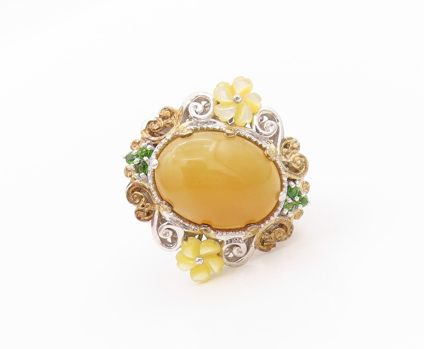 925 Sterling Silver Vintage Ring MICHAEL VALITUTTI Gemstones  Sz 5  RG32610