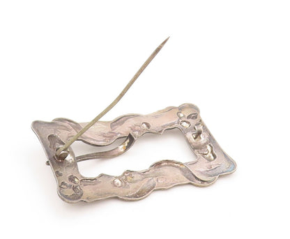 925 Sterling Silver Vintage Cloth Pin Dark Tone Floral Frame Carved  TR3845