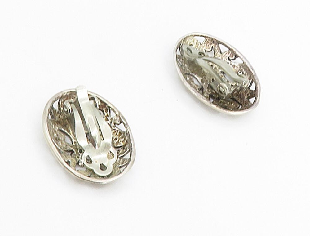JEZLAINE 925 Silver  Vintage Swirl Cutout Pattern Non Pierce Earrings  EG2945