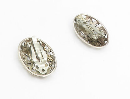 JEZLAINE 925 Silver  Vintage Swirl Cutout Pattern Non Pierce Earrings  EG2945